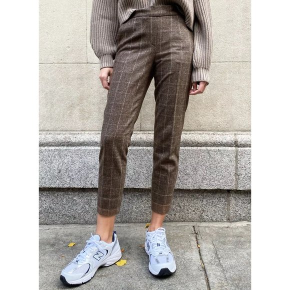 Aritzia Babaton Conan Cashmere Wool Stretch Dress Pant Crop Trousers Plaid Check - Picture 3 of 16